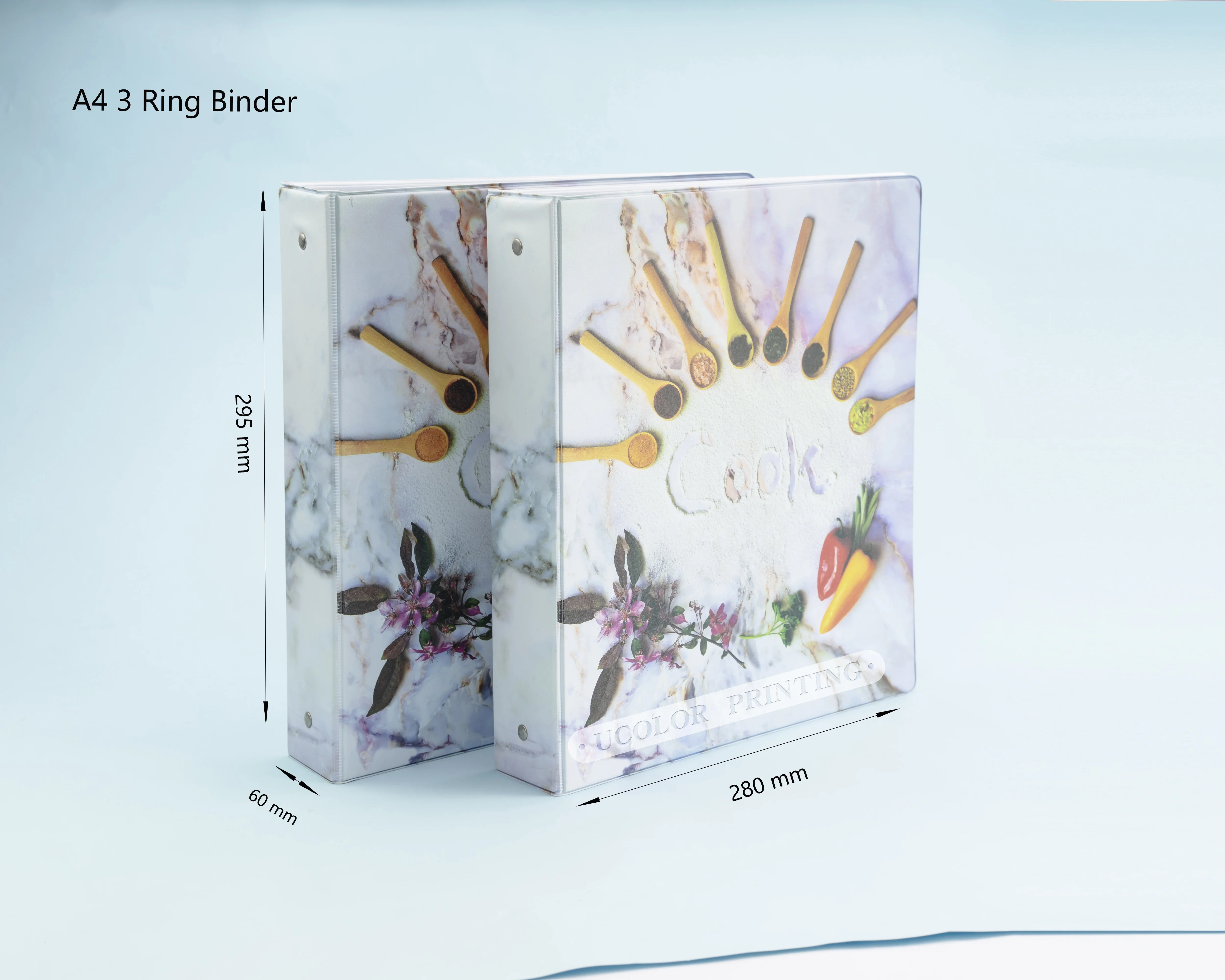 Customized 3 O-ring binder A4 printing photo plastic pocket  folder