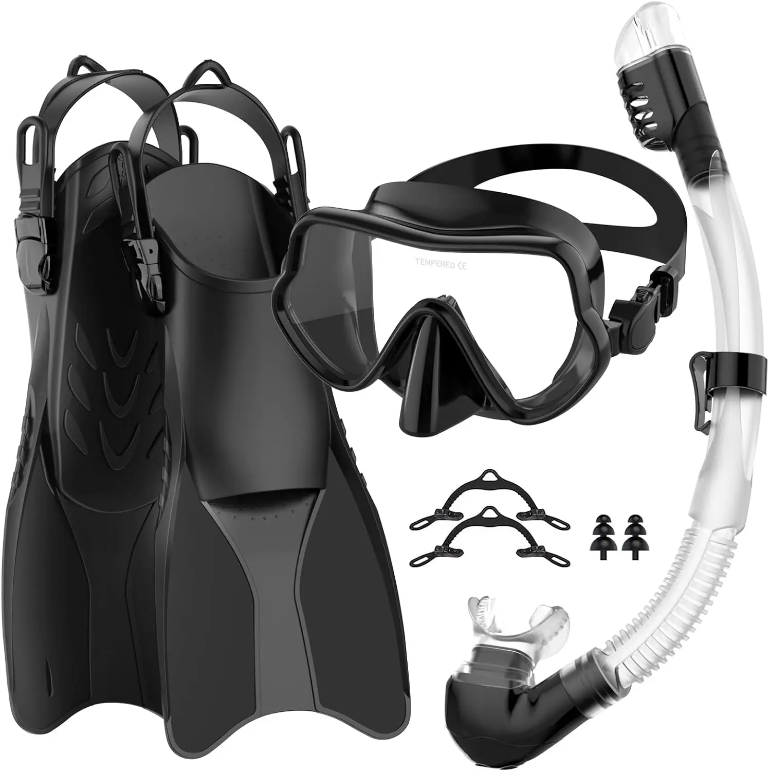 Professional Swimming Products Diving Goggles Mask Snorkel Adjustable Fins Set Silicone Diving Snorkeling Equipment