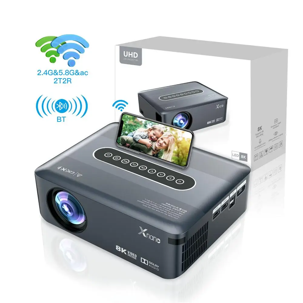 Smart Projector Quad Core Android 9.0 5G WIFI LED 8K Video Full HD 1080P LED Home Theater Projector 4K Project