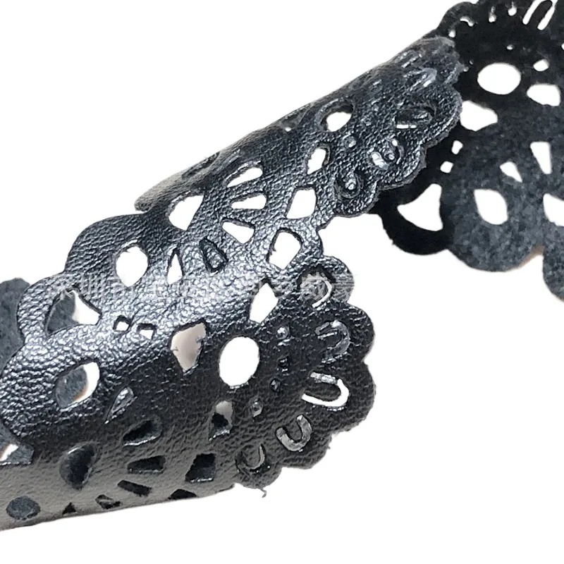 Ultrasonic carved hole leather strap lace new arrival wave small flower PU hollow bar code dance dress lace ornament
