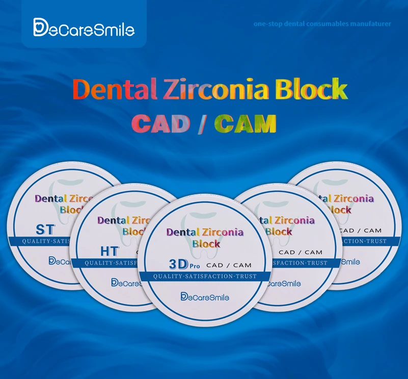 Zirconia Dental Blocks Disc CAD CAM Lab Implant Zirconium for Porcelain False Teeth Machinery Ce Orthodontic Materials Colorful