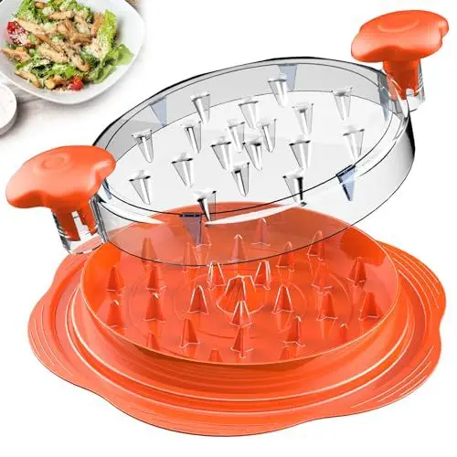 2024 Orange Chicken Shredder Large Chicken Breast Shredder Tool Twist with Brush&Fork, Visible Meat Shredder Machine for Kitchen