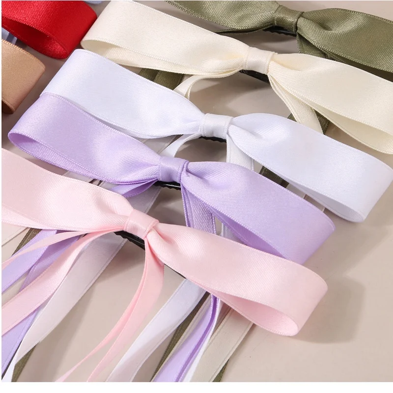 Custom Cloth Material Small Ribbon Bowknot Hair Accessories Clip Barrettes For Women