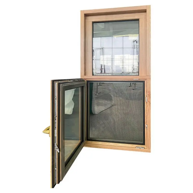 Wooden Window Passive House Thermal Insulation Tempered Tint Glass Oak Solid Wooden Tilt And Turn Casement Windows