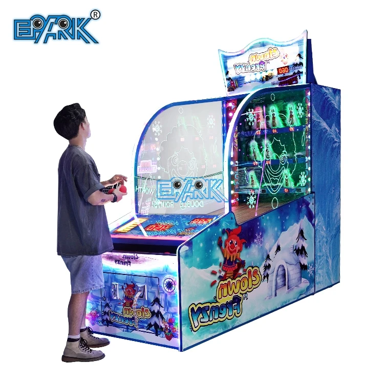 Attractive New Coin Operated Ticket Redemption Game Kids Ball Pitching Arcade Game Machine Clown Frenzy