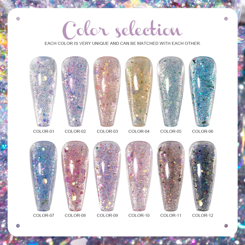 Quick Extension Nail Gel Glitter Color Acrylic Quick Building Gel Polish Nail Art Varnishes DIY Design Manicure