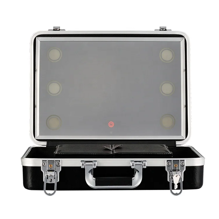 
2020 New Style 3 grades Color Lights Professional Makeup Train Case Box with Mirror 