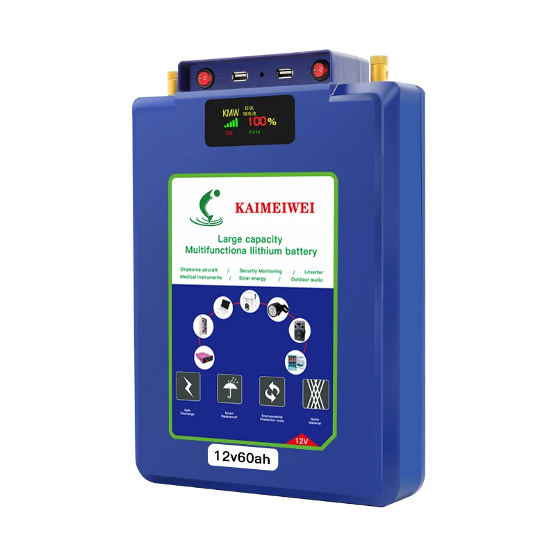 Large capacity and light weight li-ion 12v 60ah lifepo4 lithium ion battery price for sale