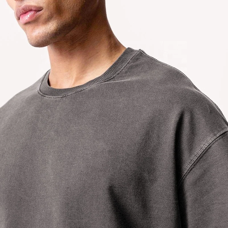 Custom logo high quality  relaxed fit oversized t-shirts pump cover gym fitness vintage acid wash t shirt for men Aci