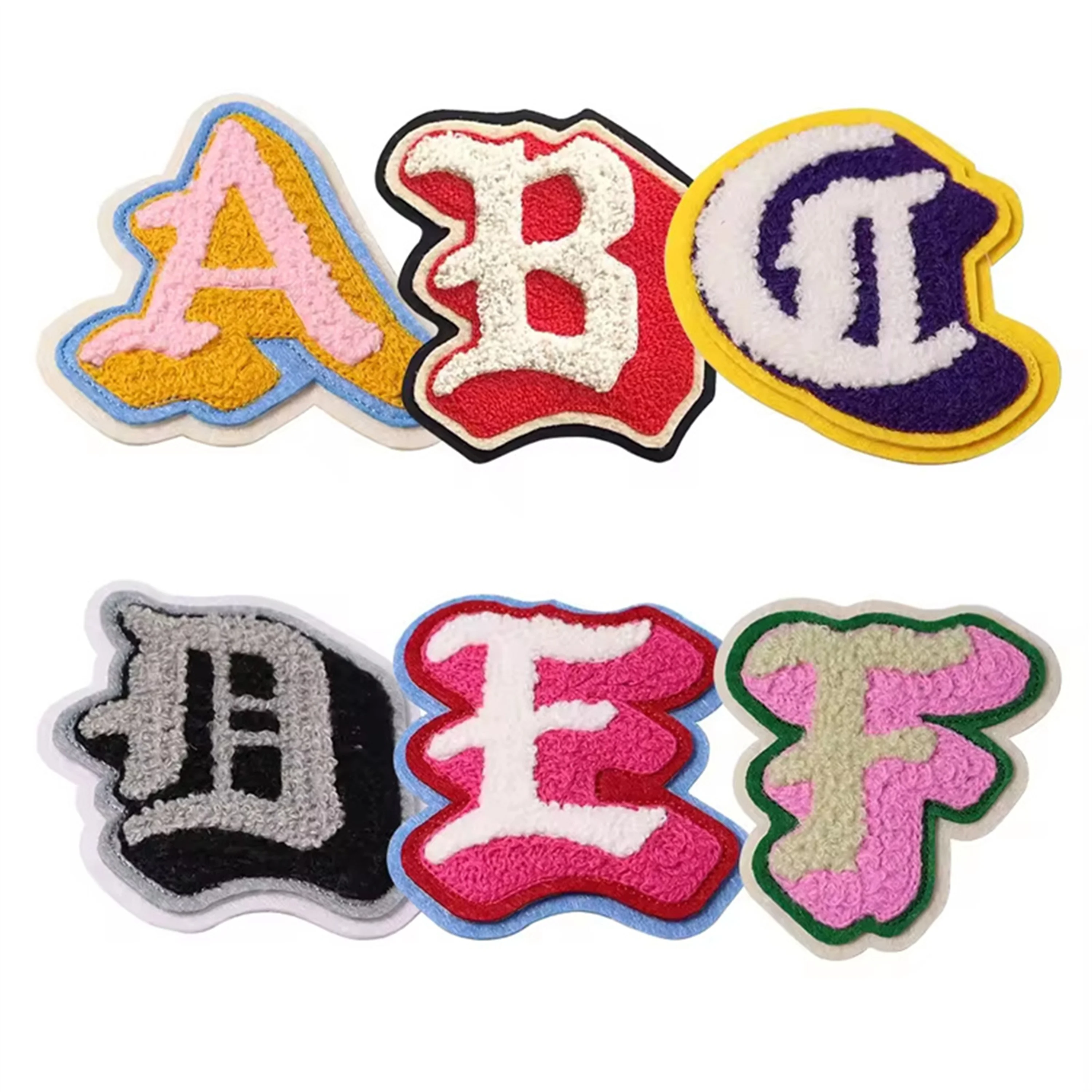 customized you colors and size star 3D embroidery patch heart ironing on Chenille patch