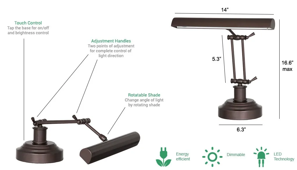 1083B  Piano LED Desk Lamp Dimmable Adjustable Direction Study Reading Light ead the industry china wholesale nickel desk lamp