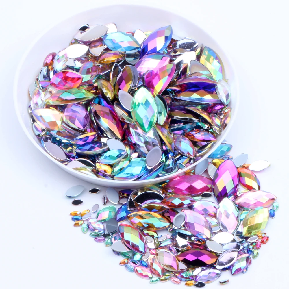Wholesale Acrylic Flat Back Rhinestones 3x6mm 10000pcs Marquise Earth Facets Dress DIY Jewelry Nails Art Charms Acrylic Gem