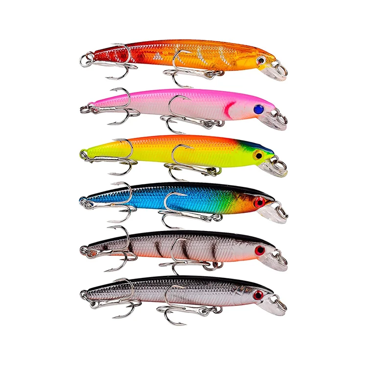 Wavefun Wholesale Fishing Tackle Lure 3D Eyes 11cm 15g Hard Bait Minnow Fishing Lures With 2 Fishing Hooks