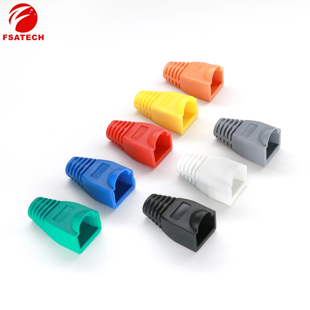 Сетевой разъем FSATECH Ethernet RJ45 прозрачная головка многоцветная оболочка защитный резиновый Соединитель с