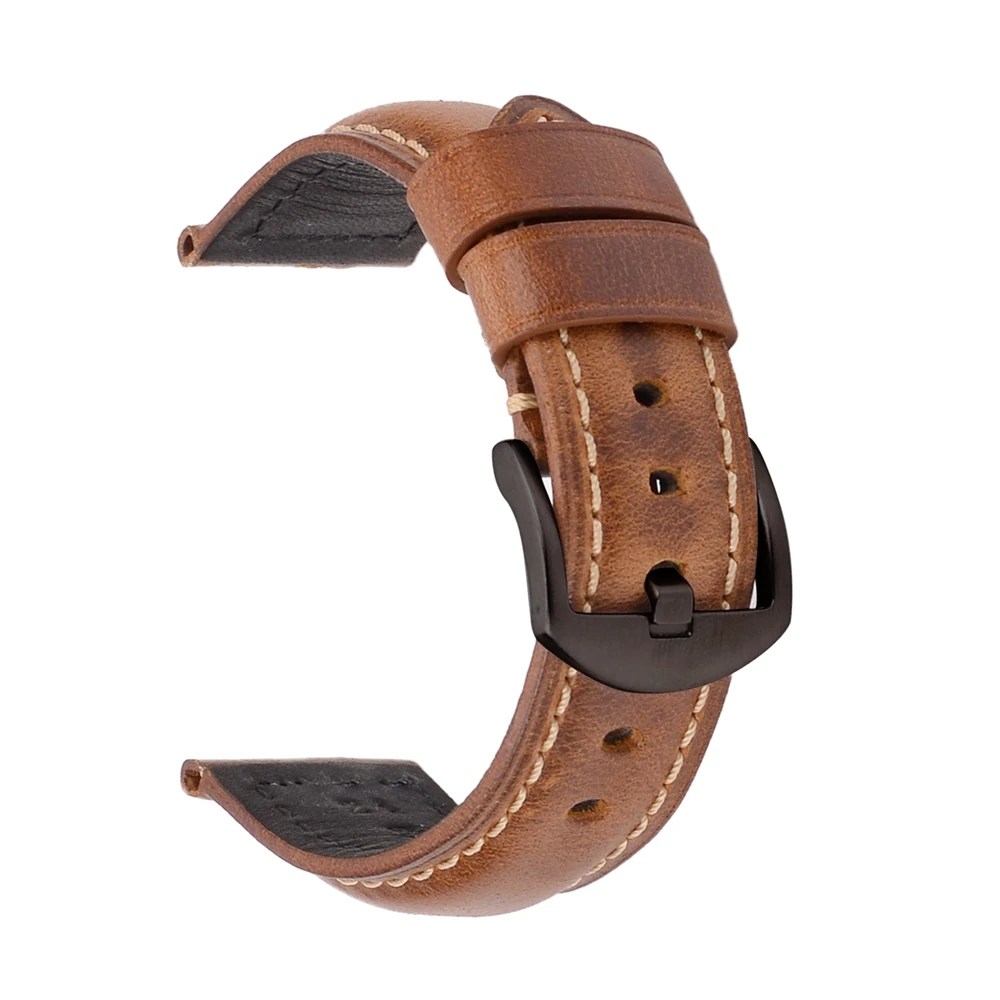 LAIHE Luxury Genuine Leather Watch Straps 18mm 19mm 20mm 21mm 22mm 24mm 26mm 6 Colors Oil Waxed Leather Watch Band