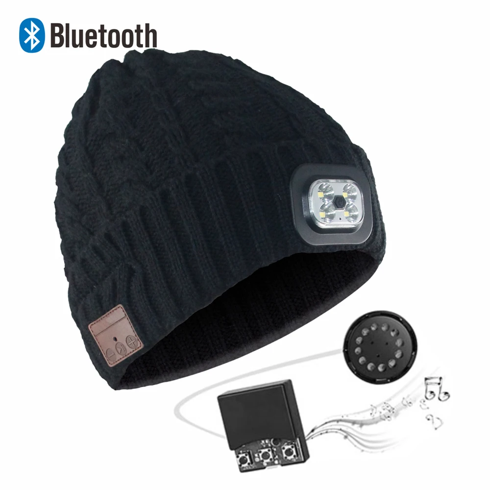 AC earphone hat Headphone blue tooth hat, winter hat beanie with wireless music cap and LED light