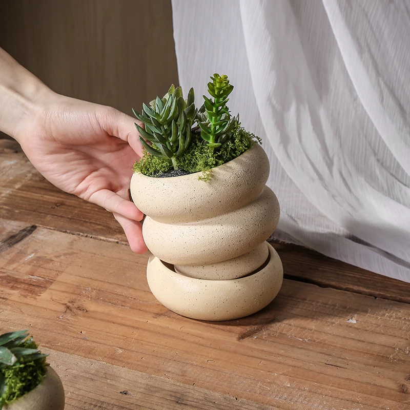 Wholesale Succulent Garden Ceramic Matte flower pot Modern Set 3 Planter for Home Floor Decor