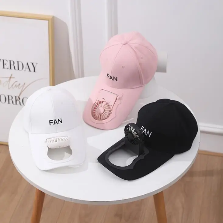 Sports Cap Summer Cooler Hat 6 Panels Mulit Color Baseball Dad Cap with USB Rechargeable Battery Fan