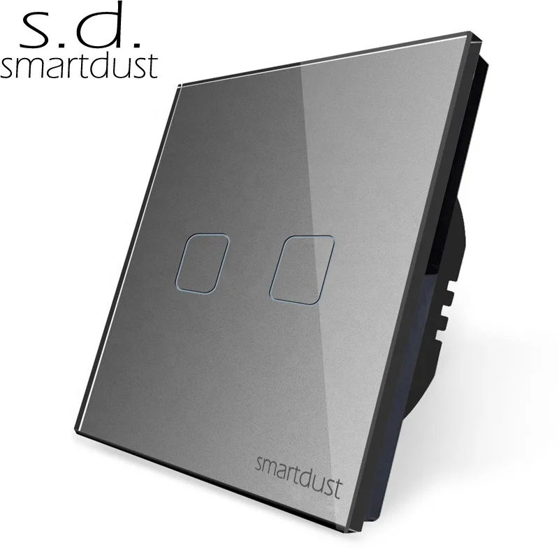 Smartdust EU 2 Gang 3 Way Stair емкостный сенсорный выключатель из закаленного стекла для стены Tactil Vias Light