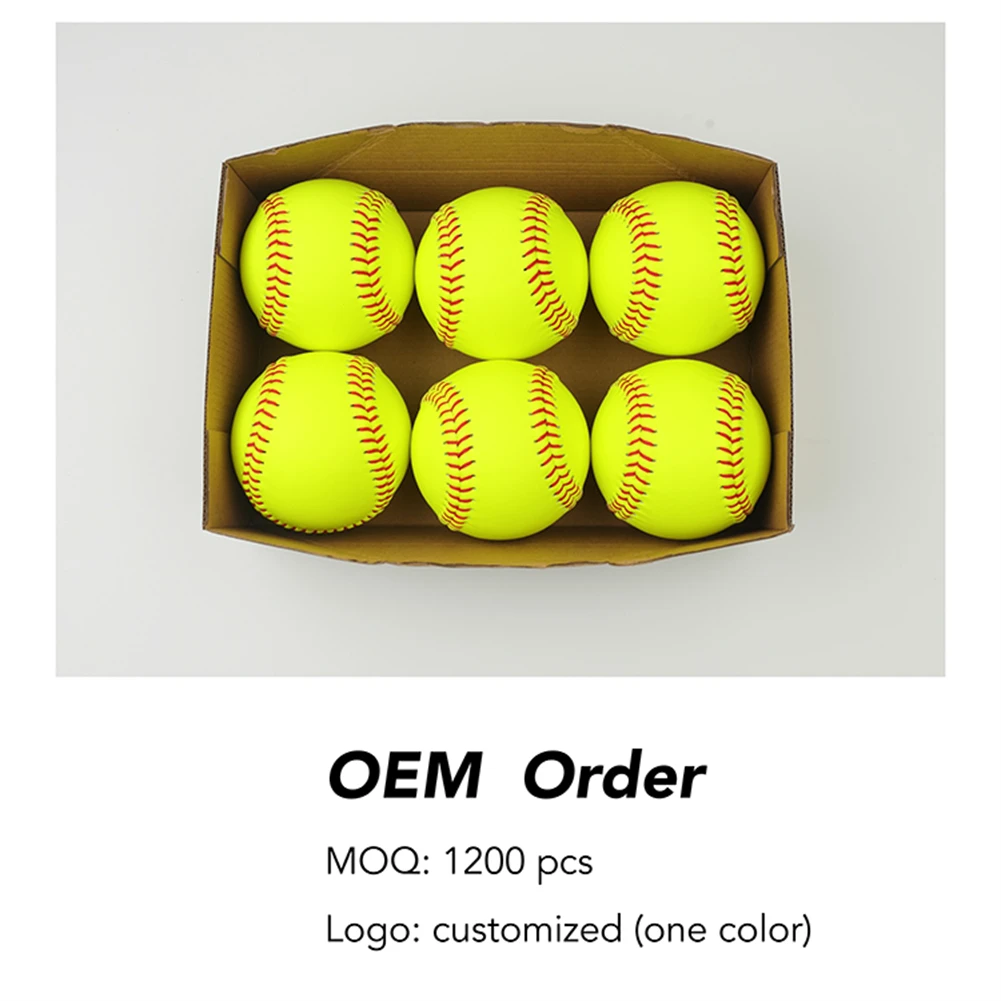 The Newest 12 Inch Yellow PU Leather Official Professional training best softball ball//