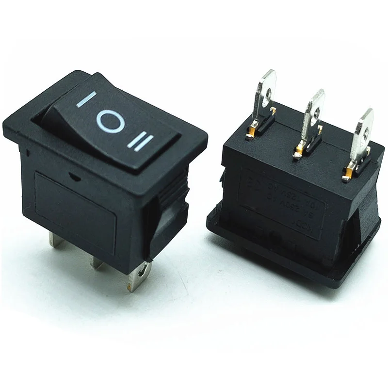 ON-OFF-ON rocker switch black square head push button 3 pins boat switch