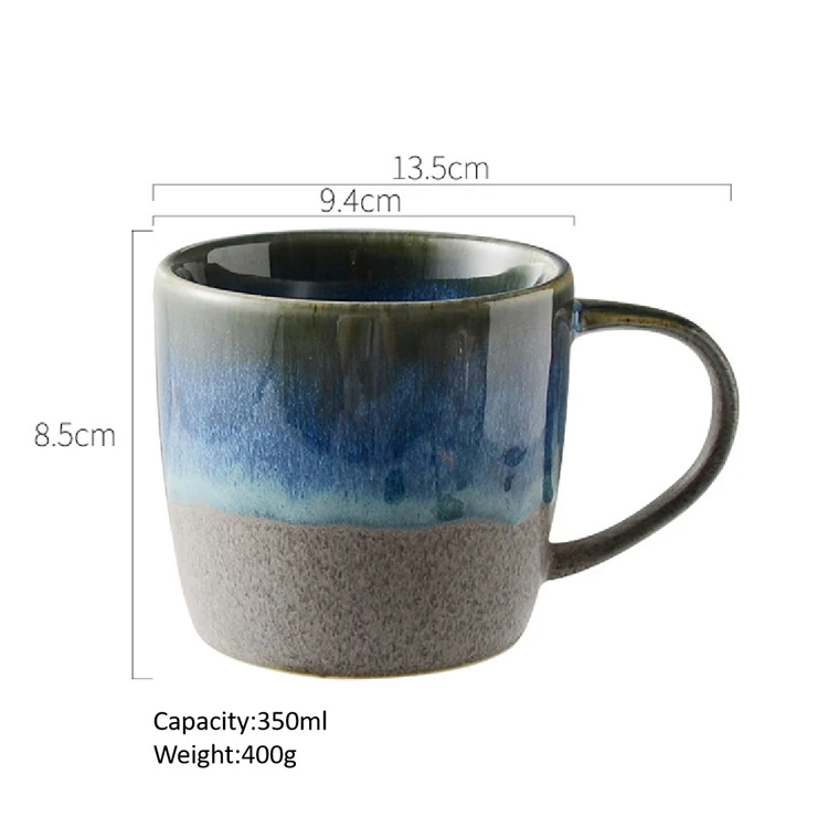 Reactive color glazed ceramic mug with two colors mixed stoneware coffee cup terracotta tea cup retro cup