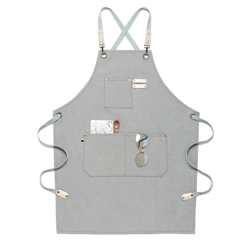 Wholesale Custom Logo Plain Cotton Polyester Waterproof Chef Cafe BBQ Food Cooking Cleaning Bib Aprons Kitchen Apron