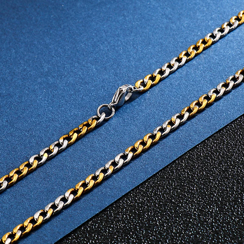 KALEN 3-6.5mm Stainless Steel Curb Cuban Chain Necklace Bracelet Jewelry Set cadenas de acero inoxidable por mayor