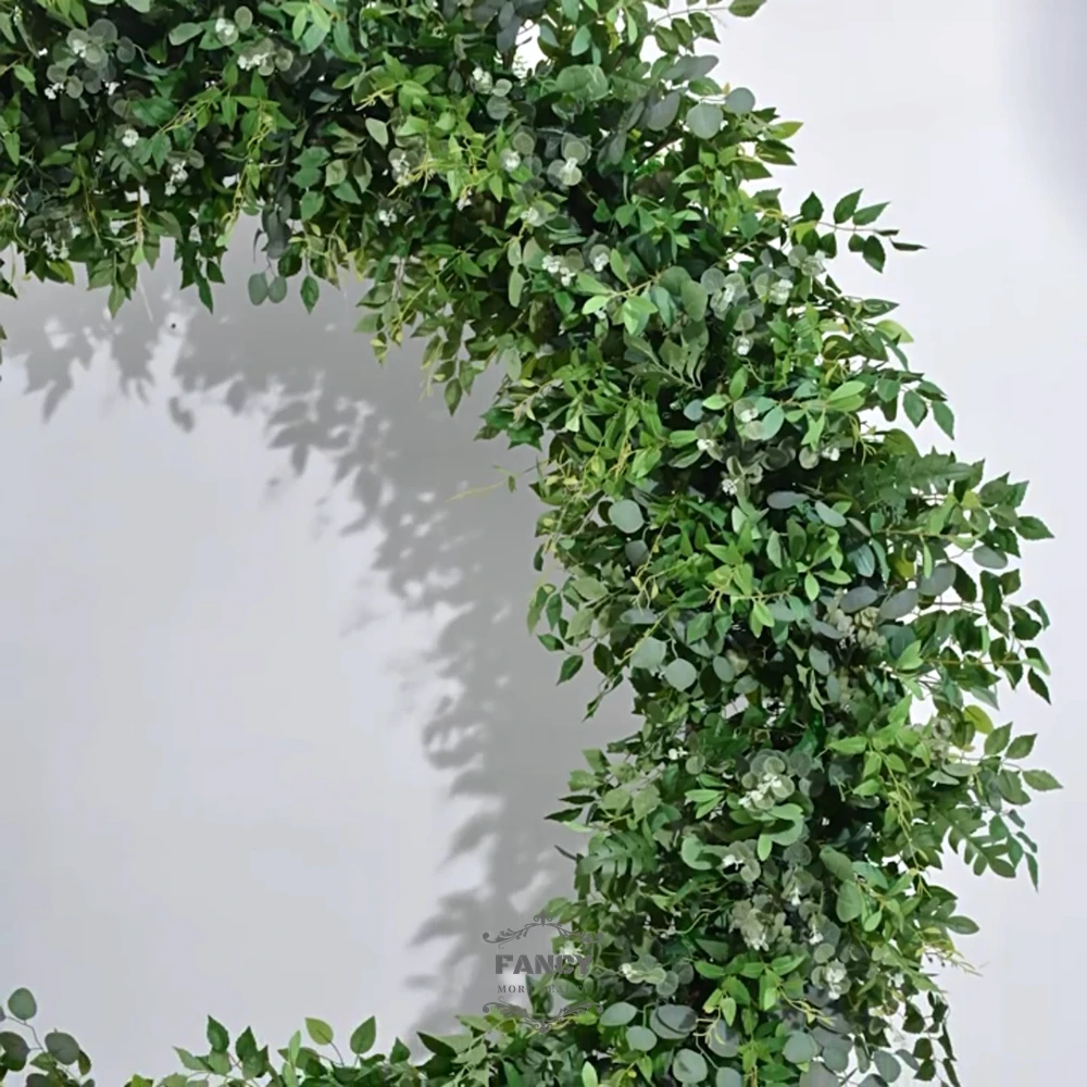 Greenery Leaf Round Wedding Flower Arch Backdrop Flower Arbor Floral Circle Moongate Wedding Party Events