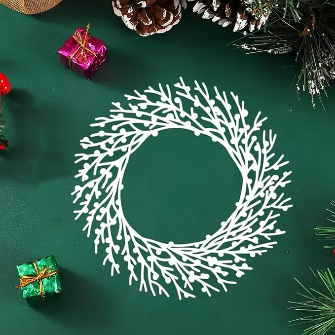 Yananmall Cutting Dies Wreath of Branches Die Cuts Wedding Tree Flower Leaf Embossing Machine Die Cut Template Stencil