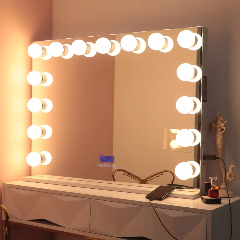 Large Desktop Hollywood Mirror With Light Bluetooth Led Makeup Vanity Dressing Table Mirror