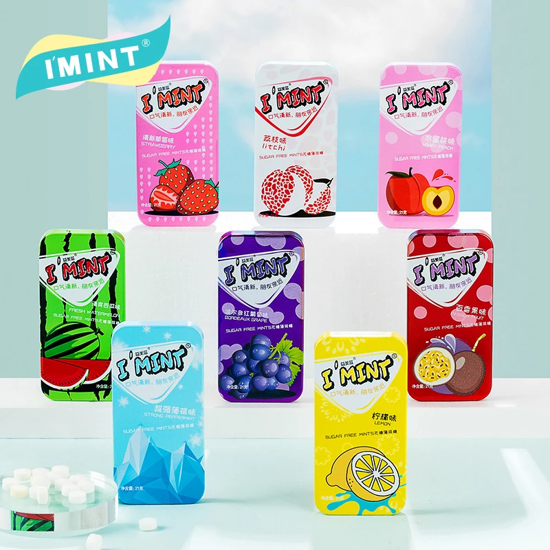 IMINT Sugar free Mint Candy colorful fruit mint chewing gum fresh breath social dating healthy exotic sour hard candy 21g