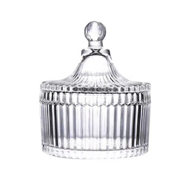 Fashion Factory Glassware Wholesale ramadan candy jar tableware Chocolate Kitchen Storage Jar candle jar with lid