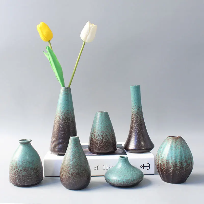 hot sale japanese ikebana vase modern tabletop decoration small flower vase black ceramic matte vases for home decor