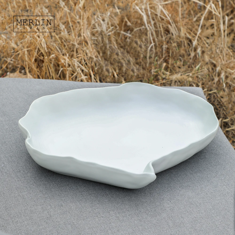 Merlin Living Modern Minimalist White Ceramic Fruit Plate Nordic Home Decor Ceramic Decoration Chaozhou Ceramic Factory OEM ODM