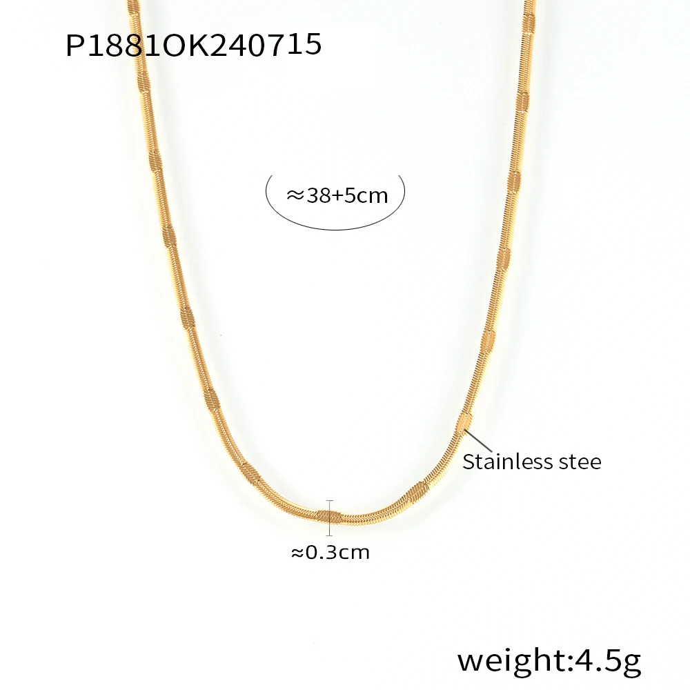 Hot air embossed blade chain personality Hip hop trend design stainless steel plated 18k gold clavicle chain