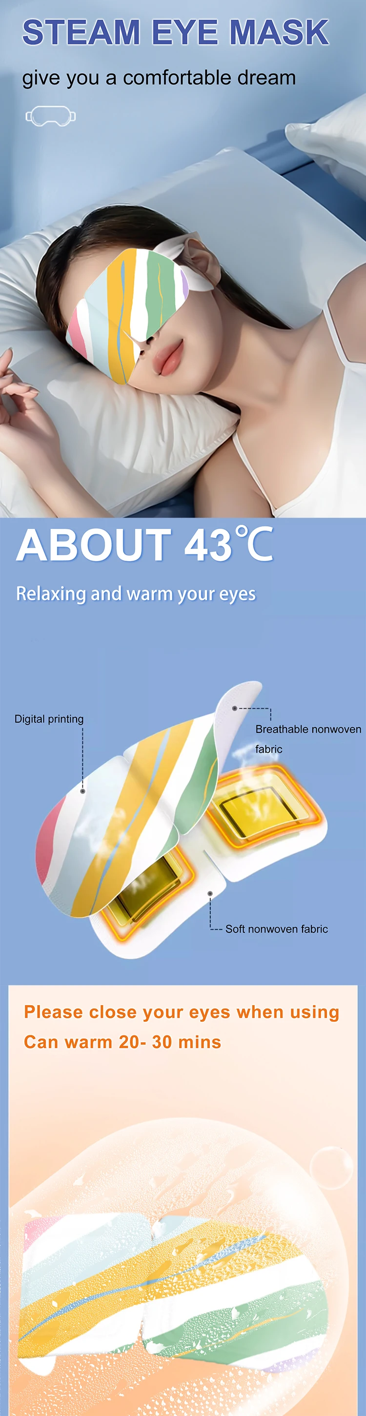 Man Therapy Relief Fatigue Eye Mask Instant Steam Warm Eye Mask Disposable Eye Mask With Ear Holes