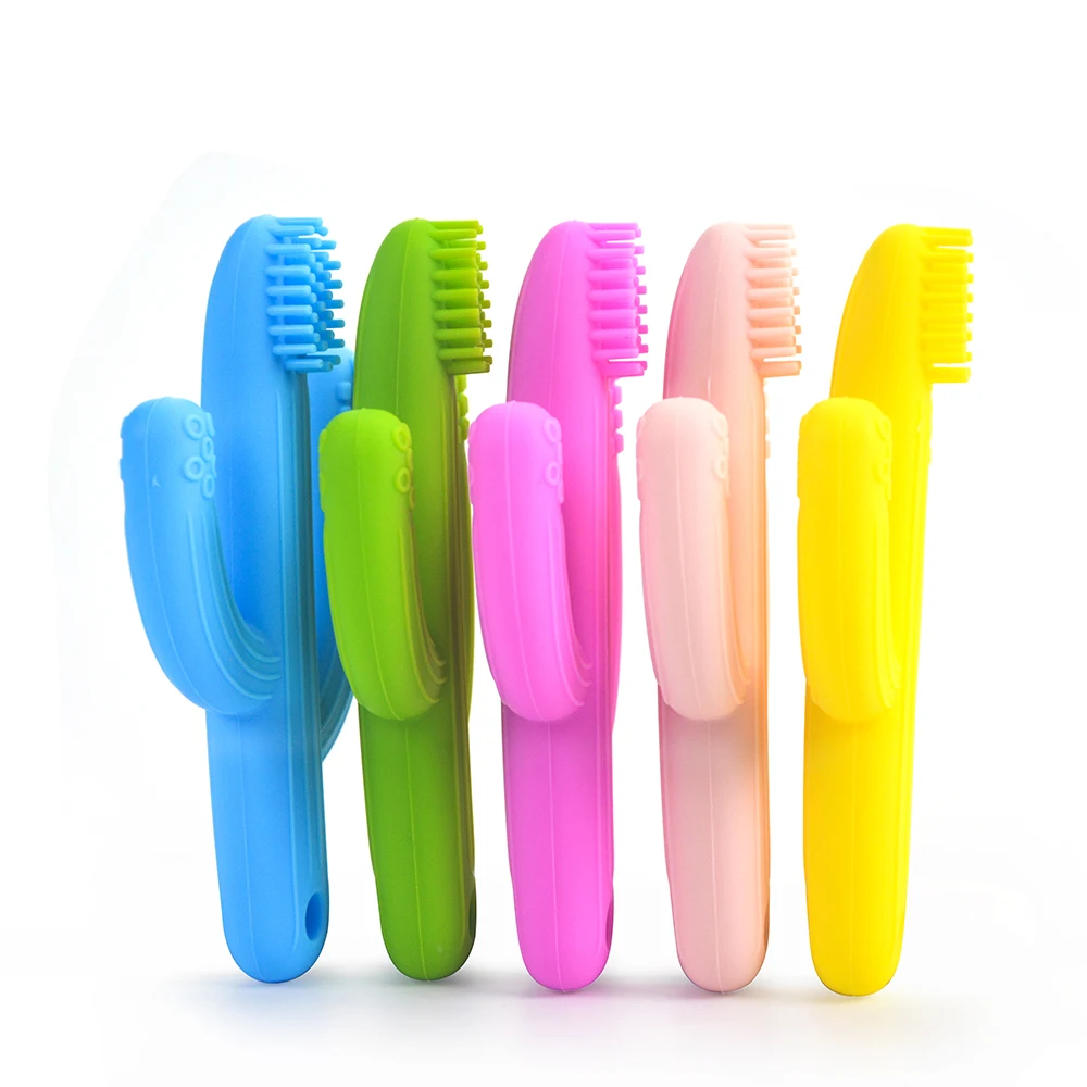 100% Food Grade BPA Free Cactus Shape Baby Chewable Teething Toys Toddle Teether Colorful Soft Silicone Teether