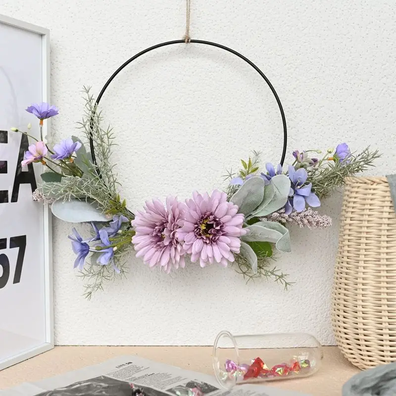 Artificial Flower Wreath Gerbera Leaves Daisy Flower Artificial Flower Garland For Home Garden Wedding Decoration