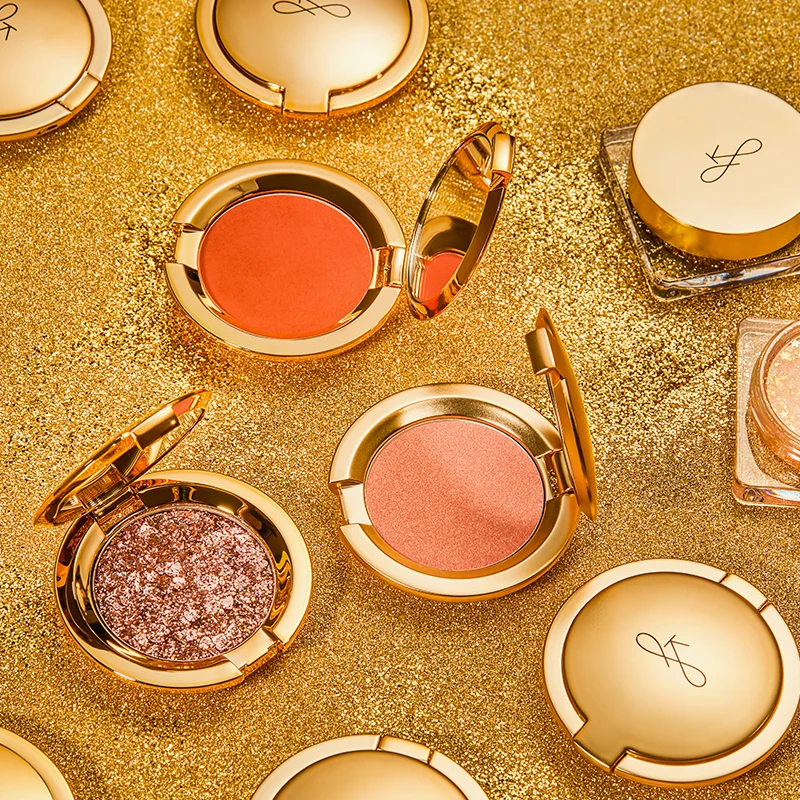 OEM Gold Coin Blush Vegan Vegan Satin New Makeup Rough Palette High Quality Powder Custom Private Label Brush