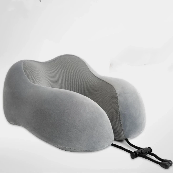 U-Shaped Memory Foam Neck Pillow Soft and Comfortable Quilted Polyester for Hotels and Airplanes
