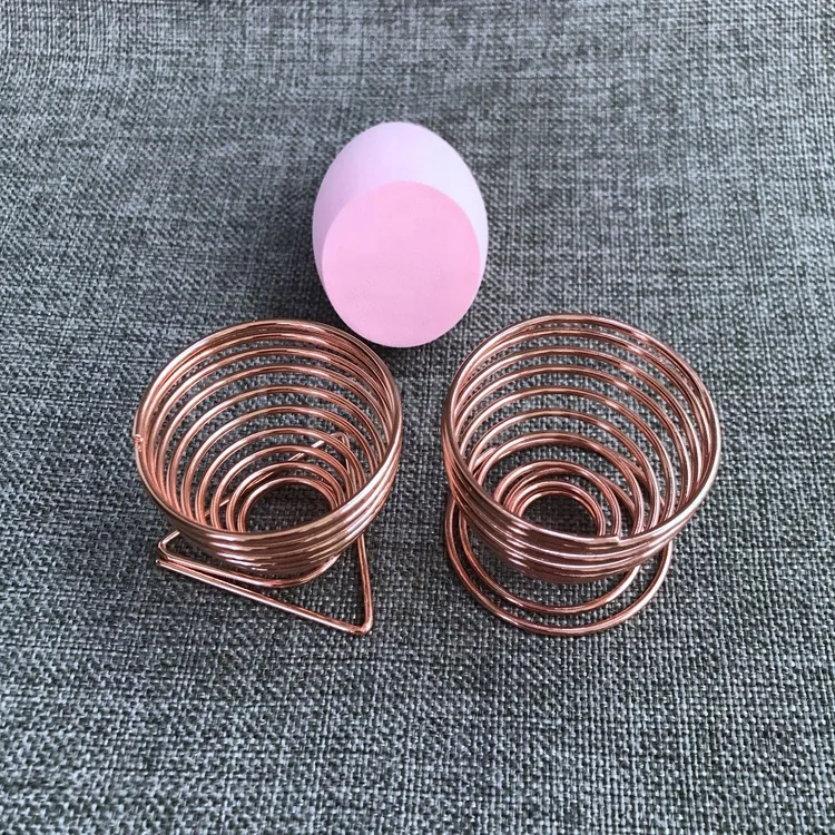 
Factory Directly Rose Gold Beauty Sponge Blender holder metal spiral makeup sponge holder 