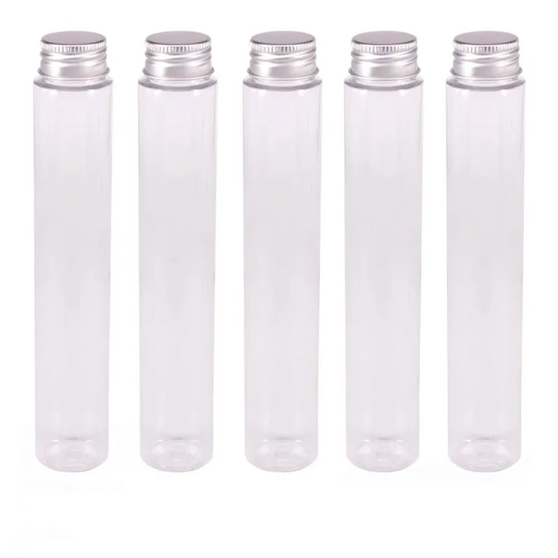 factory Wholesale Cheap Multiple Sizes PET plastic Test Tubes With aluminum Screw Caps