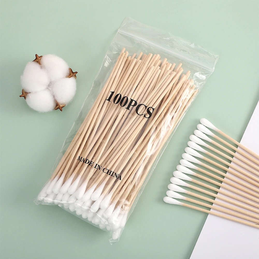 Hospital tools medical use longer single header cotton buds bamboo cotton swab in bulk sterile packages cotton buds