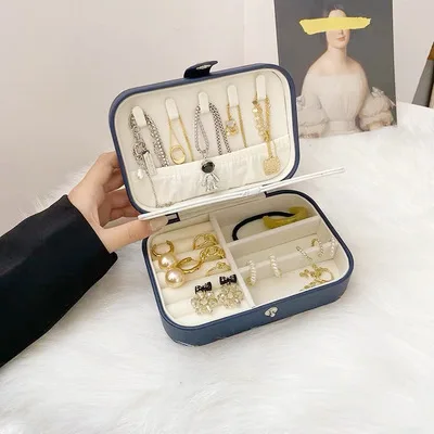 2021 Storage Jewelry Box Organizer Case Portable jewelry storage box Travel Button Leather luxury jewelry storage box