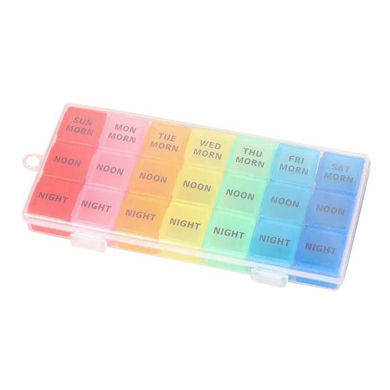 Mini 21 Compartments Organizer  Colorful 7 Day Storage Box Stock  Pill Box