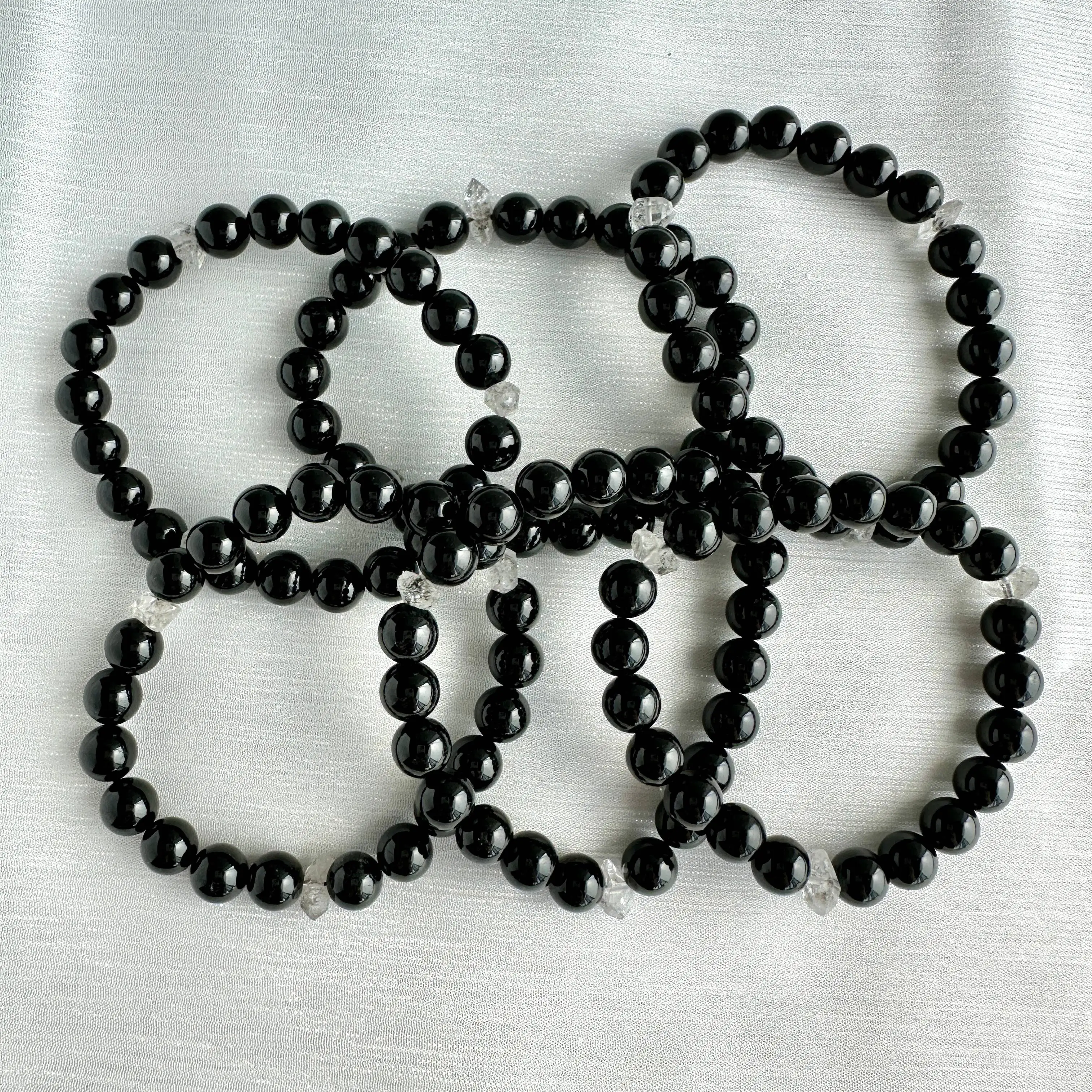 Robin Crystal Original design natural black tourmaline Herkimer Diamond crystal bracelets