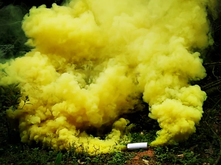 Photograph wire pull yellow blue red pink green purple color smoke fountain 20 sec smoke fireworks for sale