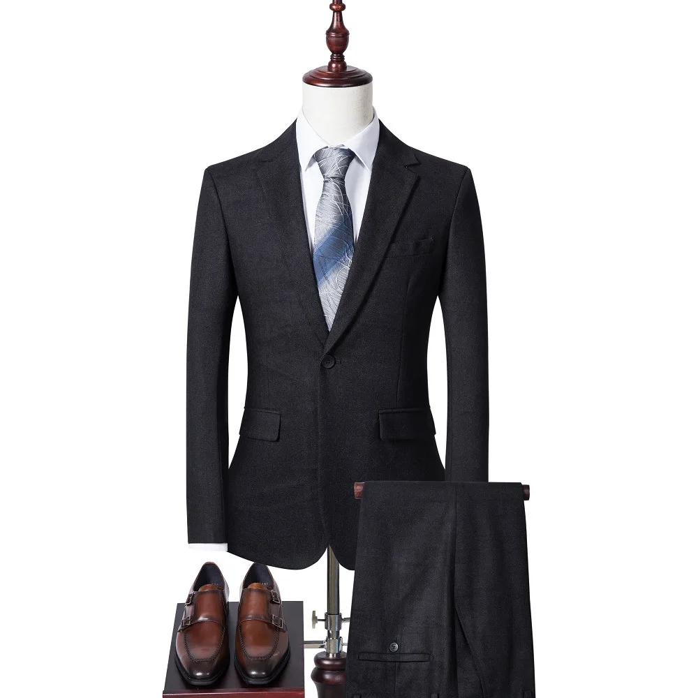 Новый осенний стиль Navsegda 2021, в основном стимулирует облегающий деловой Повседневный однотонный костюм для мужчин, два шерстяных костюма
