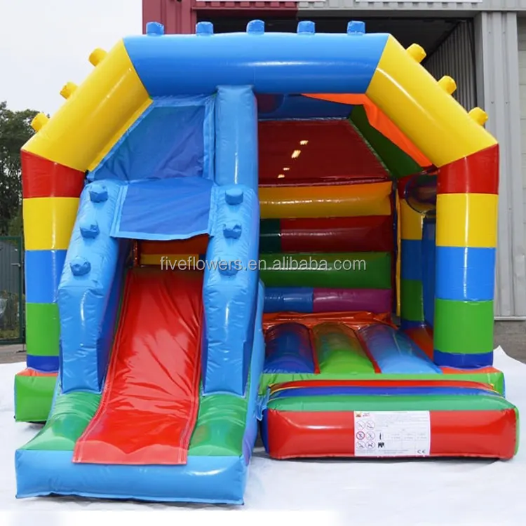 Popular jumper Legoing inflatable bouncer with slide commercial bounce house blower outdoor inflatable castle